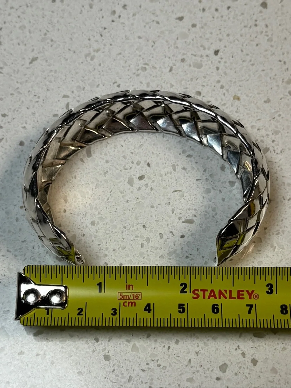 Vintage Taxco Mexico Basket Weave Woven 925 Sterling Silver Cuff Bracelet T B-2